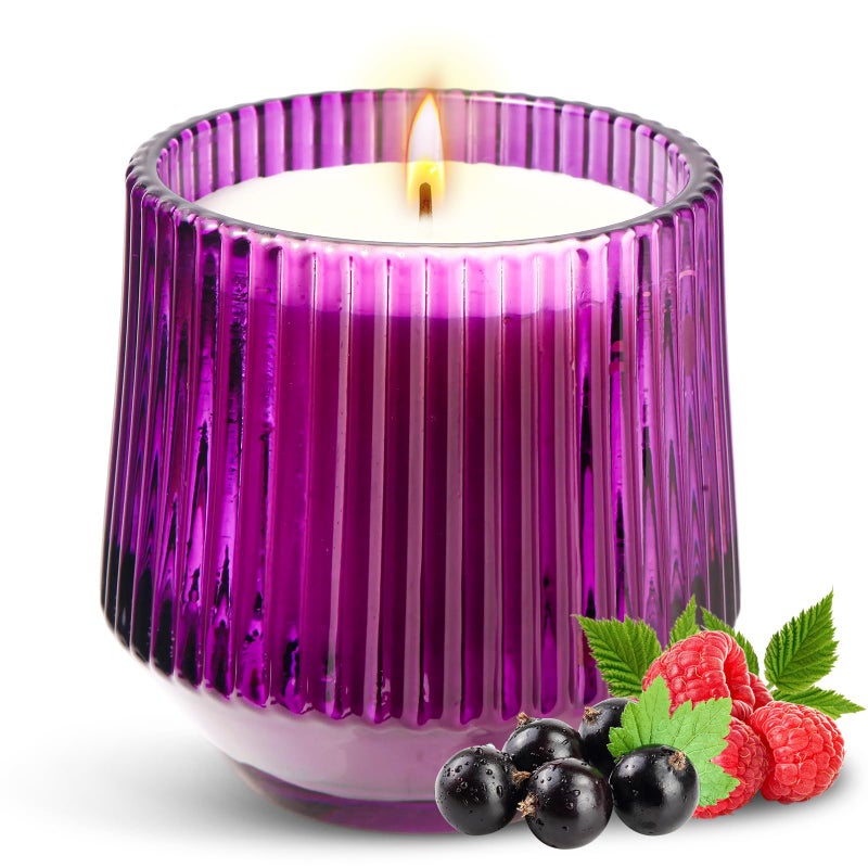 PPIFAS Fruity Black Currant Raspberry and Roses Scented Candles, Wild Berry and Peony Soy Wax Scented Candles Gifts for Women, Holiday